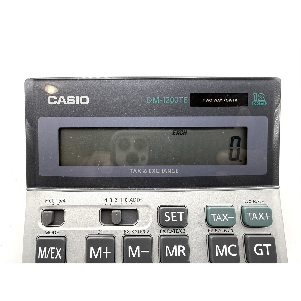 Casio DM-1200TE Desktop Calculator 12 Digit Solar Battery Two Way‎ Power Silver - Picture 2 of 3